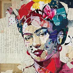 visage de frida en papier découpé