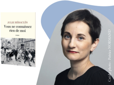 Portait de Julie Héraclès et couverture de son livre