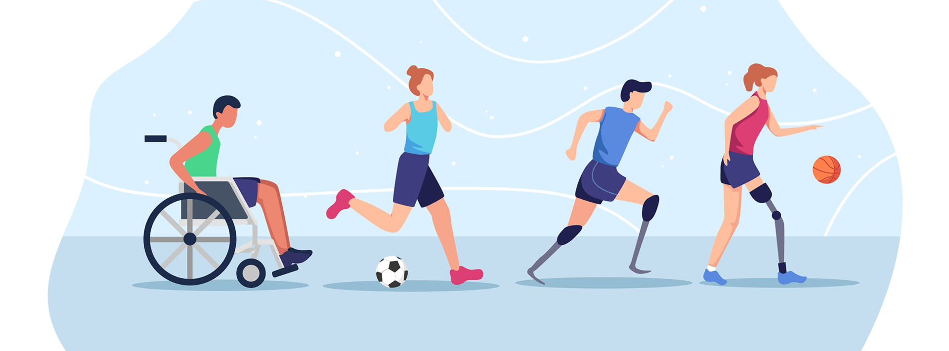 des sportifs porteurs de handicaps à la file indienne