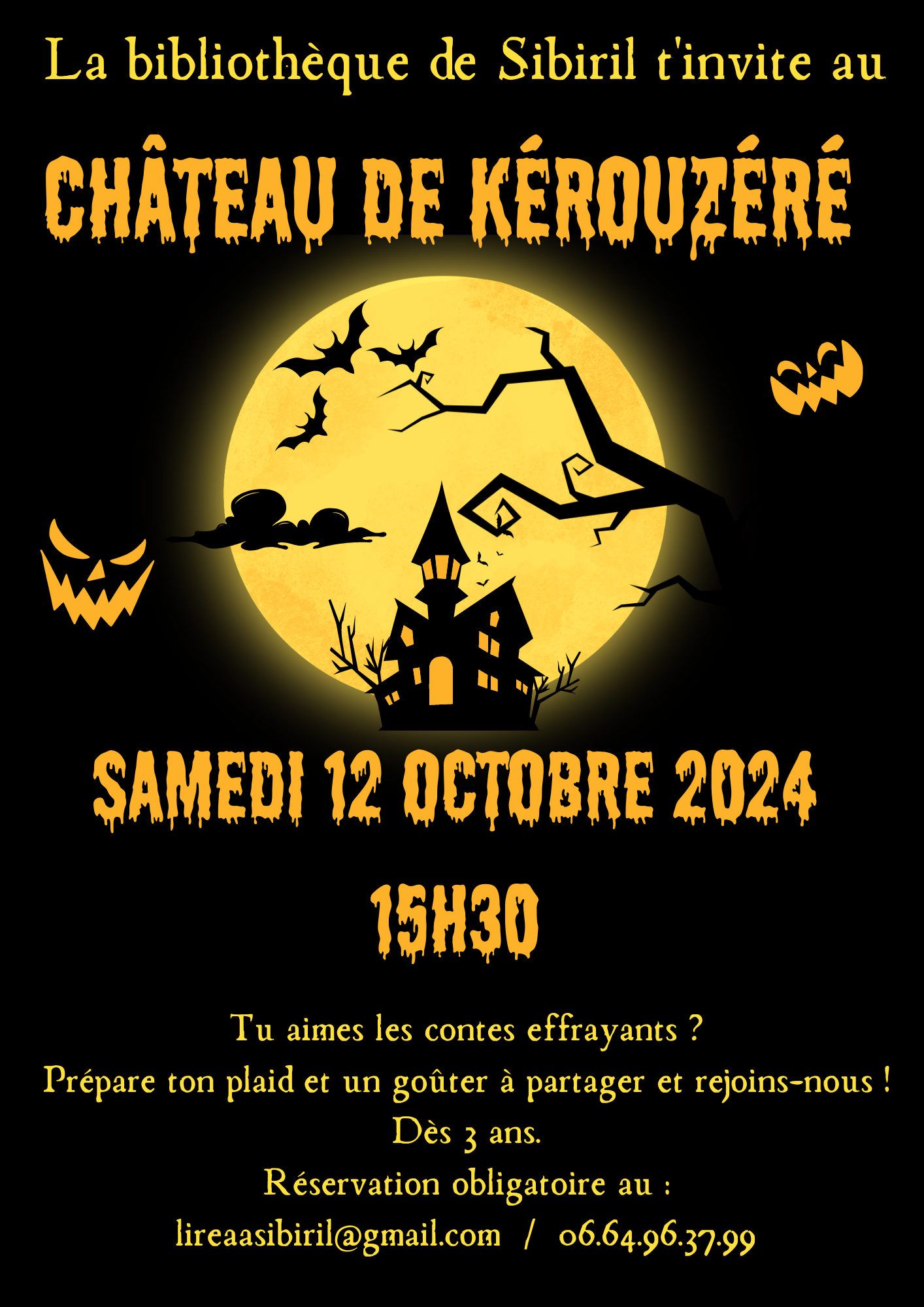 affiche avec maison halloween type chateau