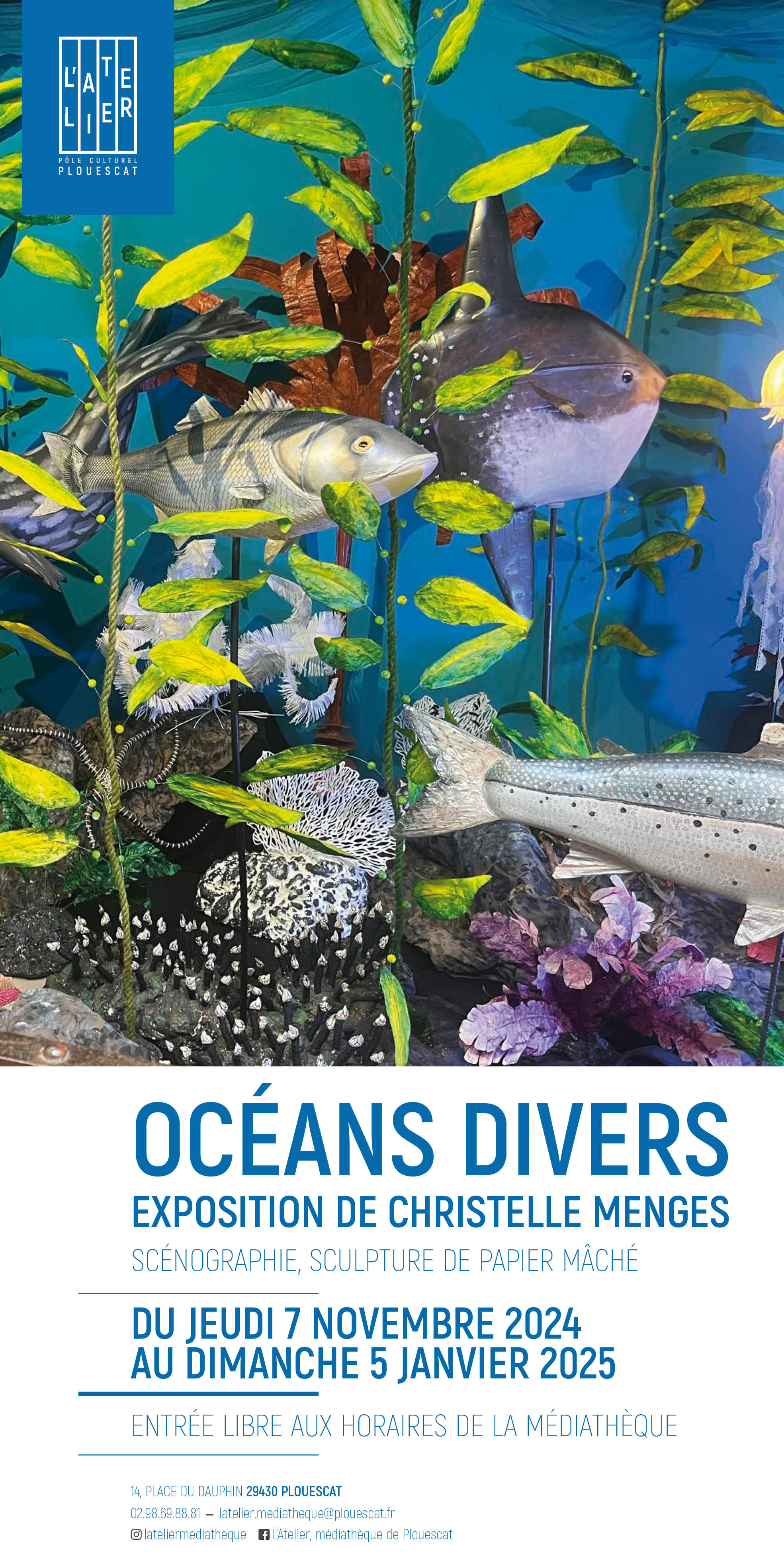 Affiche de l'exposition Océans divers de l'artiste Christelle Mengès