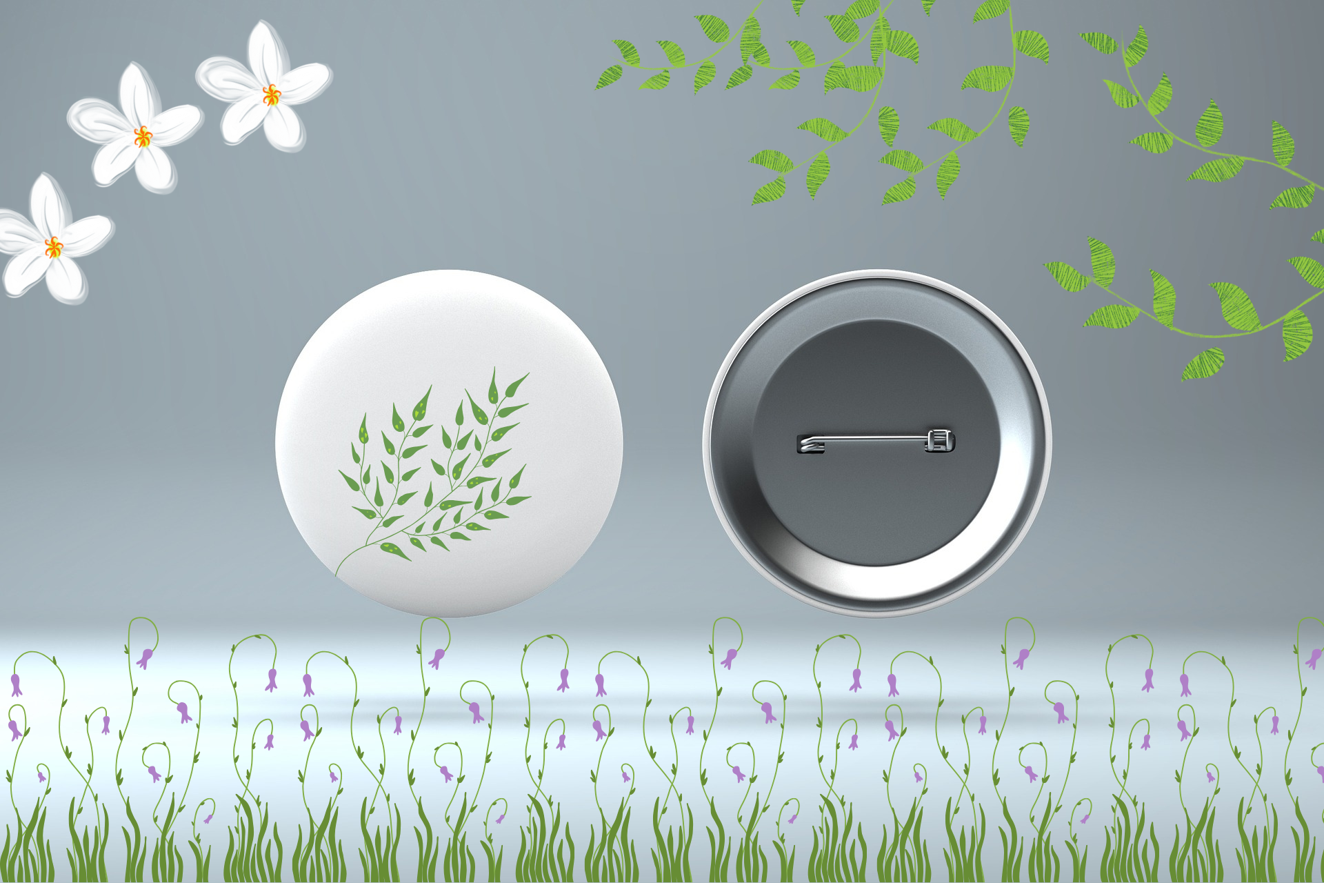 badge avec plantes