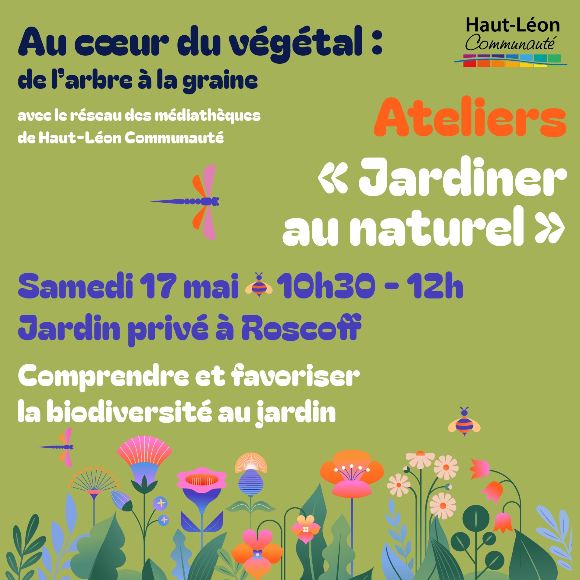 affiche avec dates et motifs végétaux