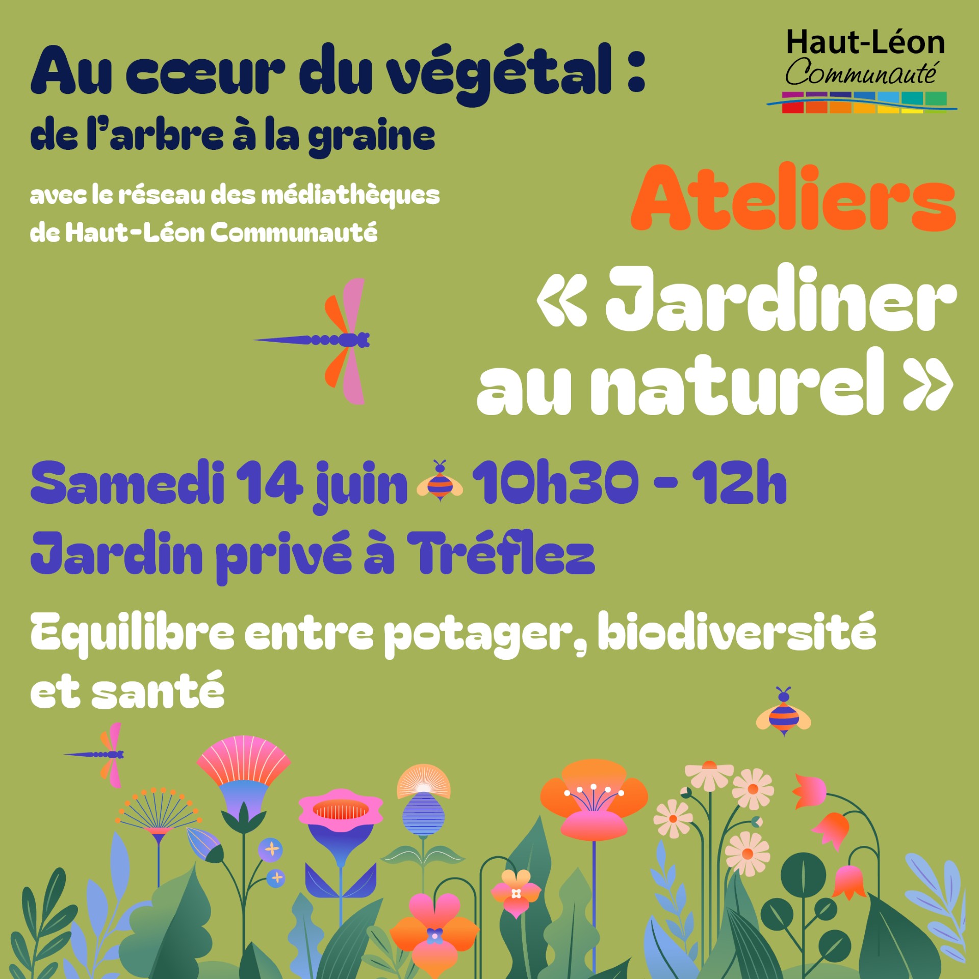 affiche avec dates et motifs végétaux