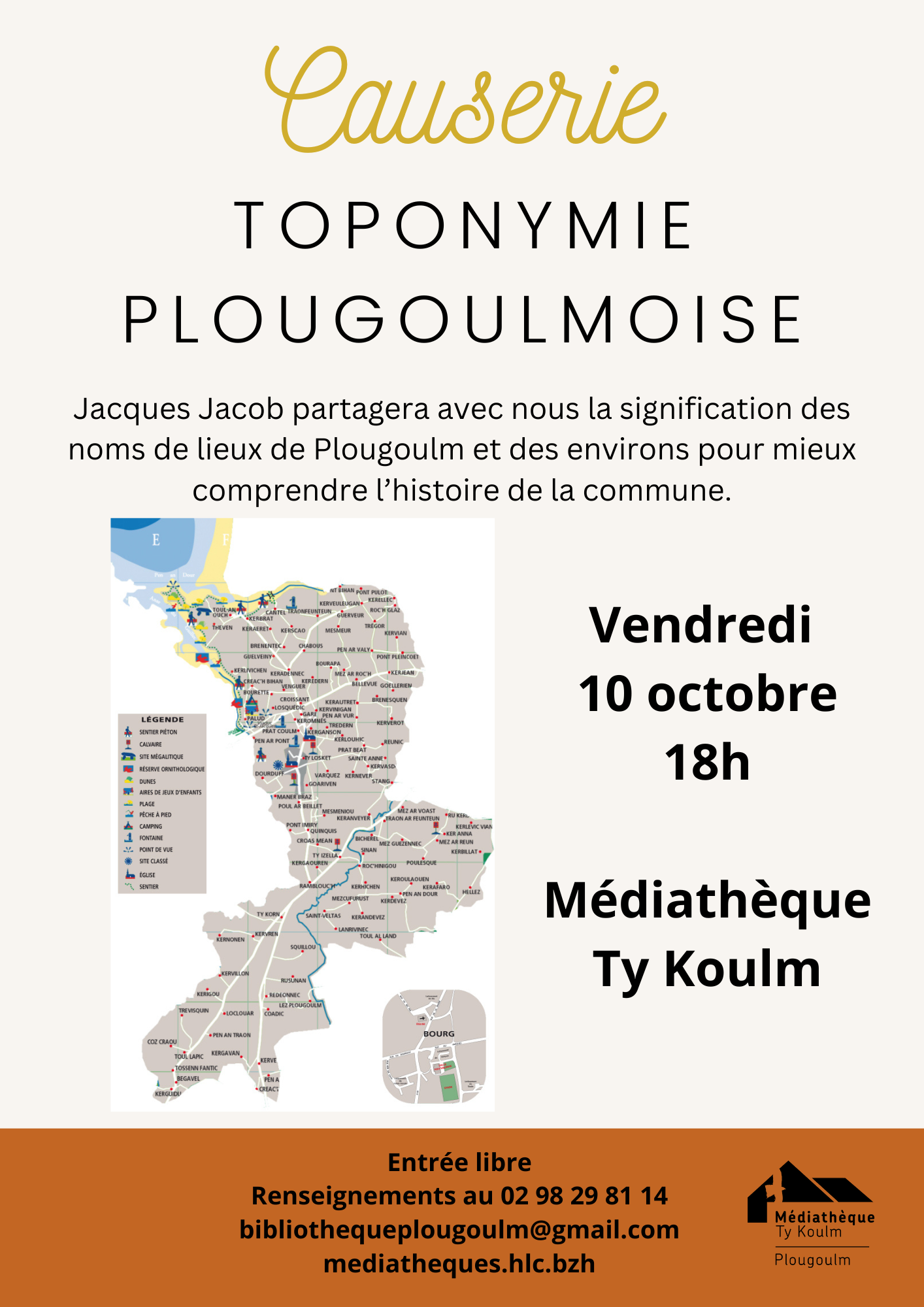 Jacques Jacob partagera avec nous la signification des noms de lieux de Plougoulm et des environs pour mieux comprendre l’histoire de la commune.