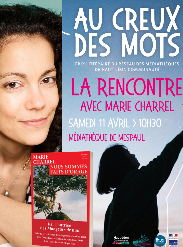 Photo de l'autrice Marie Charrel et de son livre "Nous sommes faits d'orage"
