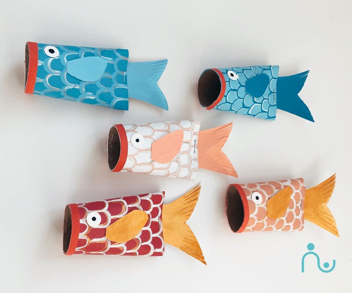 poisson réalisé avec rouleau de papier toilette