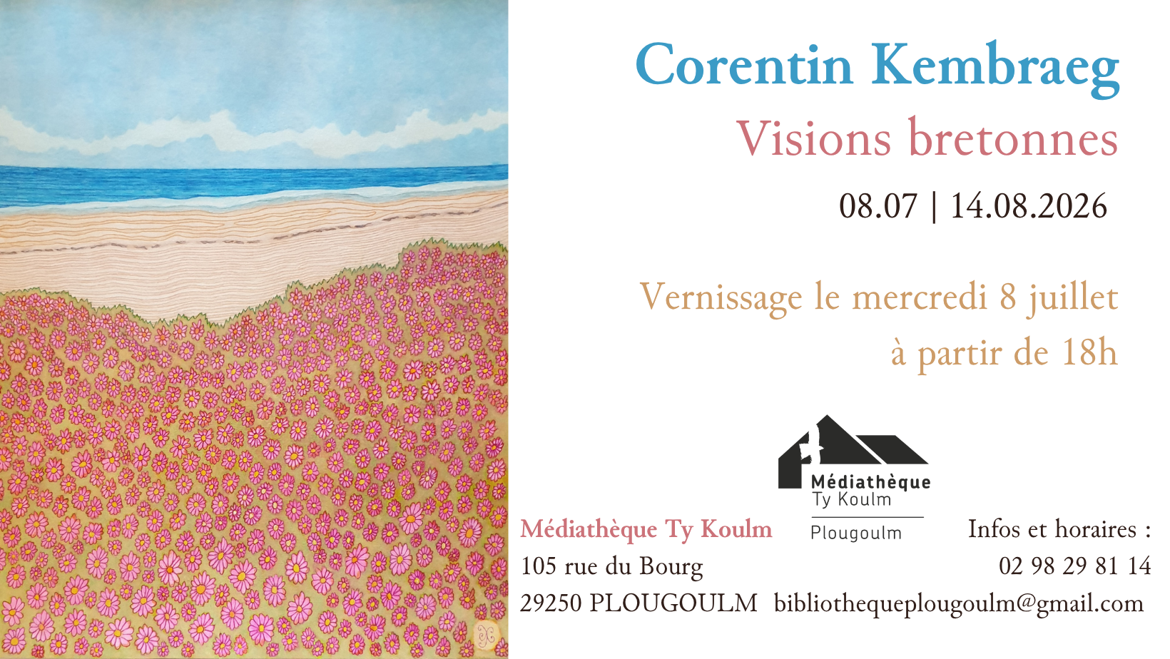 Invitation à une exposition. Dune avec sénéçons