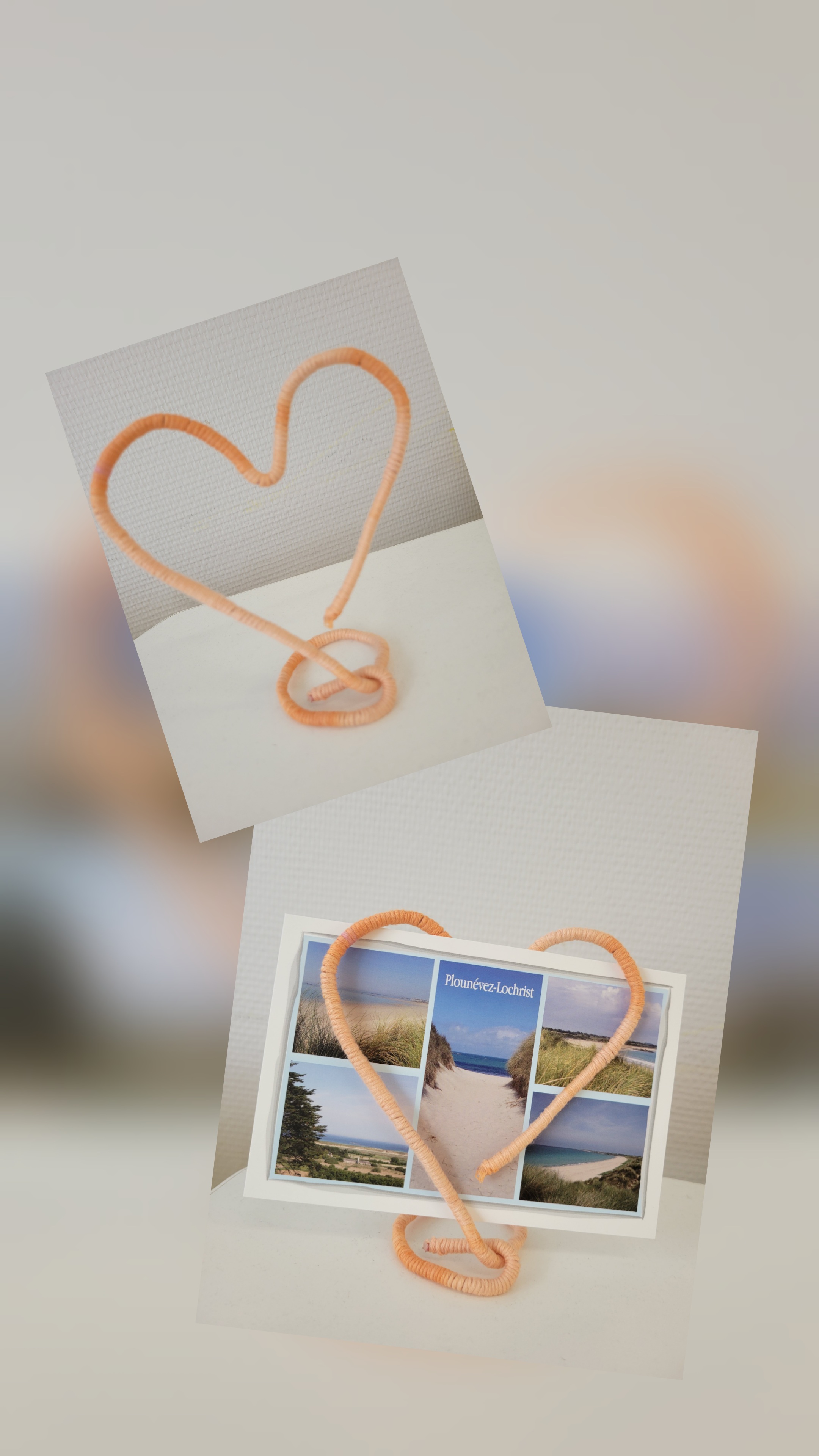 porte photo en laine et fil de fer