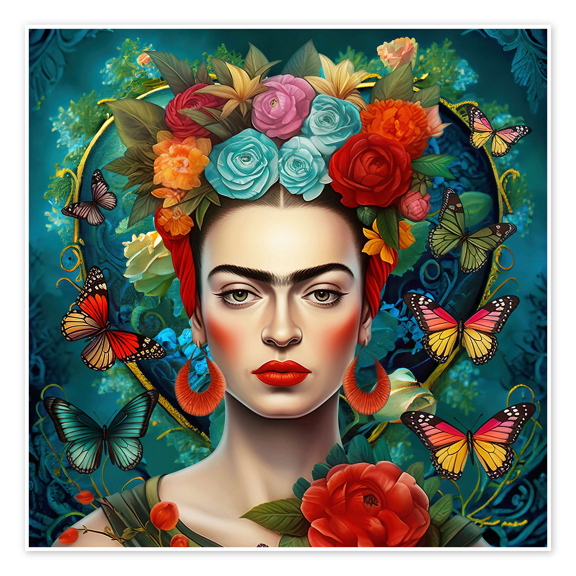 peinture du visage de Frida Kahlo