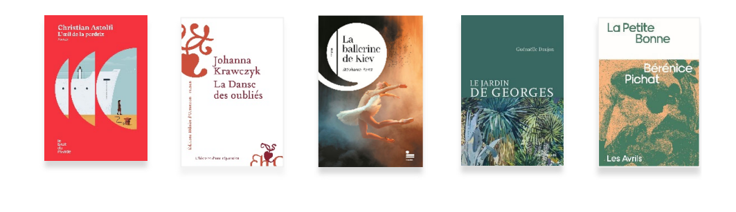bandeau avec les 5 couvertures des romans sélectionnés